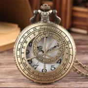 Antique Style Bronze Compass Prague Astronomical Design Analog Pocket Watch Gift