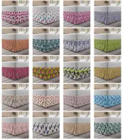 Ambesonne Flower Scenes Bedskirt Elastic Wrap Around Skirt Gathered Design