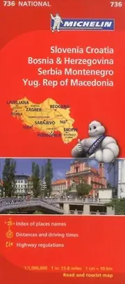 Slovenia Croatia Bosnia Michelin National Map 736 by Michelin Paperback Book