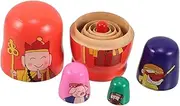 Abaodam 5 Pcs Wooden Russian Nesting Dolls Featuring Wukong Educational for Birthday Halloween Party Favor Skill Development Fine Motor Skills Enhancement