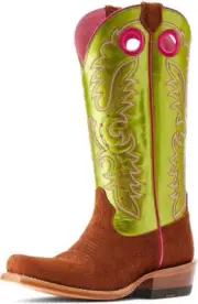 Ariat Women's Futurity Boon Western Boot, Cognac Brown Roughout & Lime 9 NEW BOX
