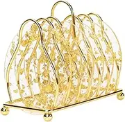 6 Pcs Gold Foil Acrylic Drinks Coaster with Metal Holder Stand for Tabletop Protection, Suitable for Kinds of Cups, Set of 6 for Table (Circle)