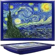 Lesser & Pavey Starry Night Cushioned Lap Tray | Bean Bag Lap Trays with Padded Cushion | for Drinks Food Breakfast Laptop | Lovely Cushioned Lap Tray for Home & Office - Vincent Van Gogh