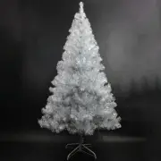5/6/7FT Silver Christmas Tree Lush Tips Metal Stand Easy Assembly Xmas Decor