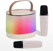 Airelax Mini Karaoke Machine with 2 Wireless Microphones for Kids & Adults, Portable Bluetooth Singing Speaker with Karaoke Microphone & Light, Perfect Toys for 3-12 Year Old, Home Party Present