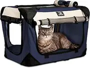 PetLuv Soothing Happy Cat Medium - Large Premium Soft Sided Cat Carrier & Travel Crate w/Locking Zippers Plush Nap Pillow 4X Interior Room 4 Windows Sunroof Folds Flat Washable Reduces Anxiety