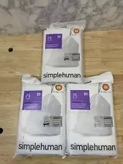 SimpleHuman Type H Trash Bags for 30-35L Cans (8-9 U.S. Gallons) - 20pk X 3 Pks