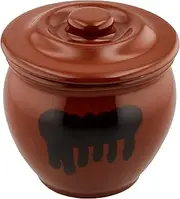 [LIVING] Pickle Container, Mini Jar, 0.9 L; Pottery, Keg Bran Pickled Plum Pickle, Storage Container, Round Shape, Brown