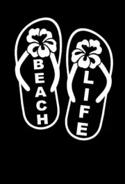 FLIP FLOP BEACH LIFE VINYL DECAL 3.2X4 MATTE WHITE