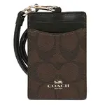 全新 COACH經典LOGO馬車 皮革證件套票卡夾 識別證 棕色X黑色