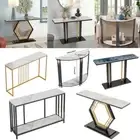 1.2m Large Slim Marble Console Table Entrance Table Double Base Stand View Table