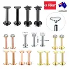 Crystal Star Heart Labret Lip Ear Stud Bar Steel Tragus Helix Earrings Piercing