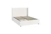 Oikiture Bed Frame Double Size Gas Lift Boucle Fabric White