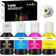 4x140ml T49M Autofill Sublimation Ink Compatible for Epson SureColor F170 F570 Dye-Sublimation Printers (T49M1 T49M2 T49M3 T49M4, 4 Pack)