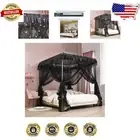 Elegant Black Bed Canopy for King Size Beds - Easy Installation & Privacy