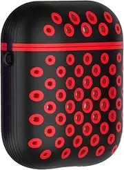 Air Smart Headphones Bluetooth Earphone Round Hole Full Coverage Earphone Protective Case for AirPods, with Hook(Purple) (Color : Red)