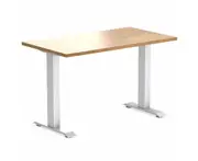 Desky Zero Mini Rubberwood Office Desk - Light Oak / 1100 x 600 / White