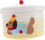 Mikinona Pet Accessory Storage Dog Food Storage Container Round Small Basket Lid Pet Laundry Hamper