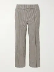[STAUD] STAUD - Knack Cropped Gingham Stretch-cady Flared Pants - Chocolate - small small Brown