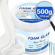 Moldable Cosplay Foam Clay, 500g Lightweight Soft Air Dry Clay Suitable for DIY Creative Art Design/Creative Crafts Sanding or Shaping with Sculpting Tools,White