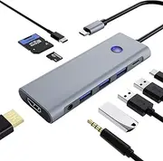 Performance Master 9-in-1 USB C Hub with 100W PD Charging, 4K HDMI, USB 3.0/2.0, SD/TF Card Reader, Audio Jack – Compact Adapter for MacBook, Windows, iPad, Linux & More