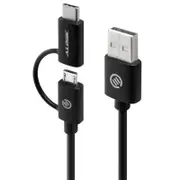 [U2CMC-01BLK] 1m USB 2.0 USB-A to USB-C & Micro USB-B Cable Charge & Sync