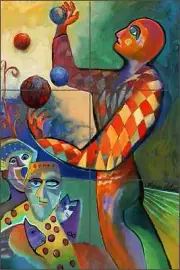 Ceramic Tile Mural Backsplash Cullar Circus Clown Ball Pop Art WC113