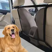 Car Dog Barrier Net Universal Dog Barrier for Car with Adjustable Ropes and Hooks One-Piece Design Mesh for Most Cars, SUVs, Pickups, Trucks and Vans (21x21 Inches)