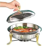 Full Size Round Chafing Dish Set,Stainless Steel Buffet Server Food Warming Tray with Alcohol Furnace and Lid,for Commercial Restaurant Catering Parties Weddings Picnics