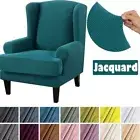 Jacquard Sloping Arm Back Chair Cover Elastic Armchair Wingback Cover Protector