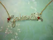 Gold Wire Personalised Name Necklace Handcrafted Birthstone Beads 9-11 letters