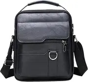 [Generic] Men's Messenger Bag - PU Leather Crossbodyy Bag, Business Travel Shoulder Bag | Polyester Work Bag with Adjustable Straps, Stylish Messenger Bag for Laptop Briefcase and Everyday Use