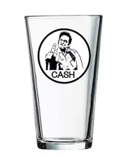 Johnny Cash - Folsom Prison - Rock - Country - 16oz Pint Beer Glass Pub Barware