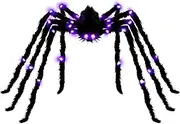Halloween Spider Luminous Spider Web Large Bar Decoration Voice Control Large Spider Web Props Simulation Plush Wholesale 125cm Luminous Black Spider 125cm Luminous Black Spider One Size