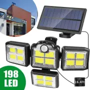 4 Head 198 LED Solar Powered Street Lights Motion Sensor Garden Security Lamp