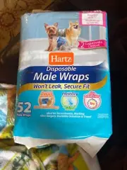 Hartz Disposable Male Diaper Wraps For Dogs Size SSS Waist up to 12” NEW 52ct