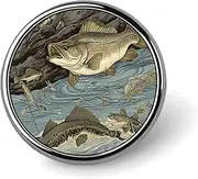 [FZMVSQH] Fishing Printed Round Button Pin Badges Metal Pinback Buttons 1 Inch Pins for Hat Shirt Clothing Bags Decoration, Circular, Aluminum