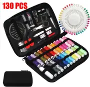 130 Pcs Sewing Kit Portable Home Travel Case Needle Thread Scissor Set Box 2024
