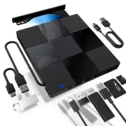 External CD/DVD Drive for Laptop, 7 in 1 USB Ultra-Slim Portable CD/DVD Playe...