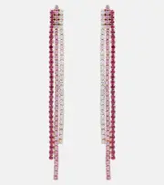 [Shay Jewelry] Shay Jewelry Triple Thread 18kt rose gold drop earrings with rubies, pink sapphires, and diamonds One size pink