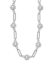 Lagos Sterling Silver Luna Cultured Pearl Fleur Link Necklace, 18
