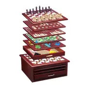 15 in 1 Chess Game Set Wooden Board Game Checker Backgammon Solitaire