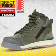 Hard Yakka Mens Work Boots Ankle 3056 Lace With Zip Green Y60203 NEW