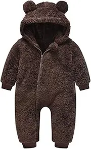 [Generic] Snowsuit 6t Girl Boys Warm Infant Snowsuit Coat Hooded Thick Jumpsuit Bear Baby Girls Girls Coat&Jacket Girl Snow Jacket Coffee