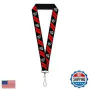 Buckle-Down Lanyard Demon Dodge Rhombus Hellcat Icons Black Red White, 22" x