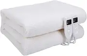 Supersize Heated Throw Blankets Underblanket Fully Fitted Mattress Cover Electric Heated Bed Blanket with Timer Dual Controls Partition Heating,White,180×150cm