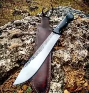 17 Inch Long FULL TANG Handmade Carbon Steel COMBAT Knife With Sheath