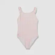 Polo Ralph Lauren Girls Pink Gingham Ruffled One-Piece Swimsuit Size 14