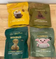 The Woobles Crochet Kit Set of 4 Harry Potter, ha,t badger, Dobby, slyth Wobbles