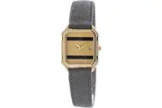 Mondaine Ladies' Tetra 129-1-GR Quartz Leather Watch in Grey and Golden - 23mm
